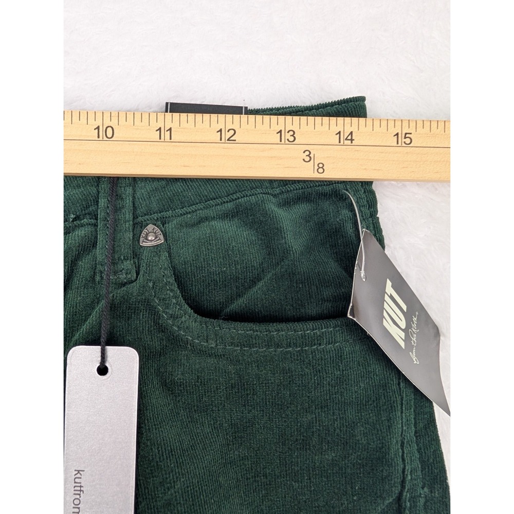 Kut From The Kloth Karen Baby Bootcut Petite Womens Pants Size 2 Green Corduroy - Picture 10 of 16